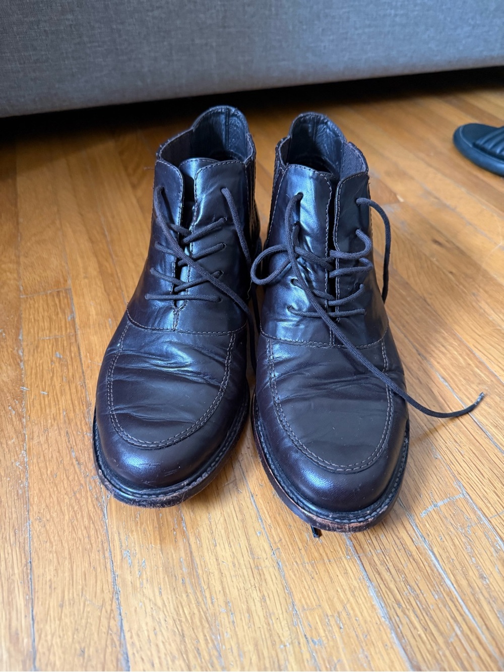 Cole-Haan Dark Brown Leather Lace-Up Ankle Boots
